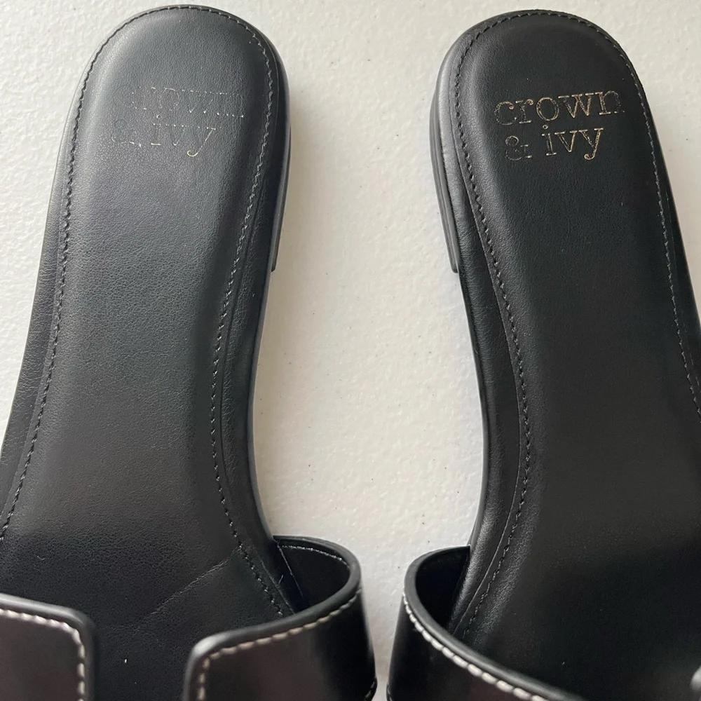 Crown & Ivy Women’s Black Slip-On Comfort Sandals | Size 8.5 | Spring | Low Heel - Picture 8 of 14